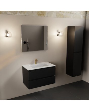 Mondiaz Aivy 80cm badmeubel Urban, wastafel glanzend wit keramiek midden 1 kraangat met spiegel