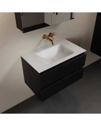Mondiaz Aivy 80cm badmeubel Urban, wastafel Talc solid surface midden zonder kraangat met spiegelkast