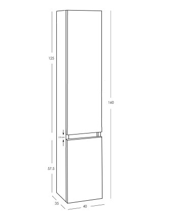 Bologna kolomkast 160x40x35 matwit