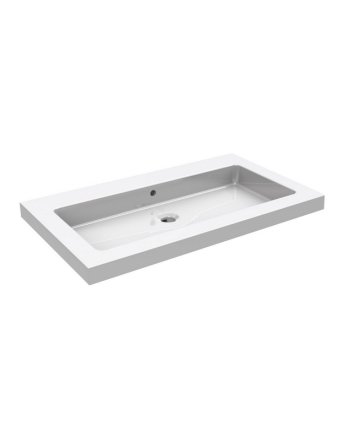 Wiesbaden Kera wastafel enkel zonder kraangat 80x46x5 cm keramiek glans wit