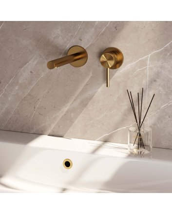 BRAUER Gold Carving inbouw wastafelmengkraan met rechte uitloop en rozetten model A1 goud geborsteld PVD