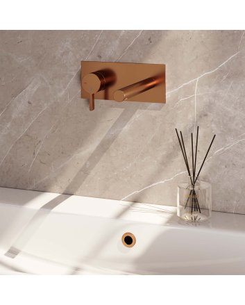 BRAUER Copper Edition inbouw wastafelmengkraan met rechte uitloop en afdekplaat model E2 koper geborsteld PVD