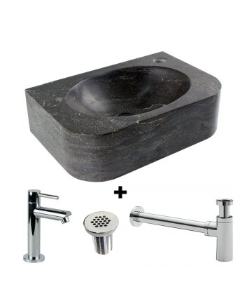 Sani DeLuxe Fonteinset Natuursteen Flow 35x24x10 cm, links