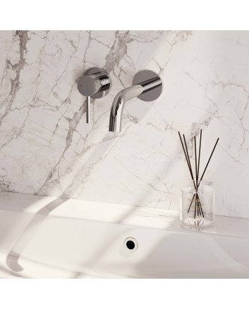 BRAUER Chrome Edition inbouw wastafelmengkraan met gebogen uitloop en rozetten model A2 chroom