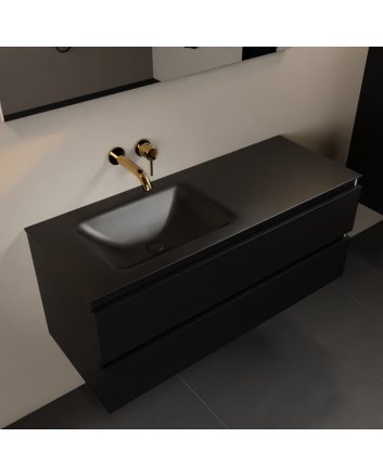 Mondiaz Aivy 120cm badmeubel Urban, wastafel Urban solid surface links zonder kraangat met spiegel