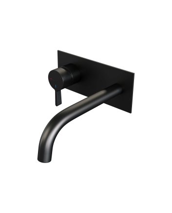 BRAUER Black Edition inbouw wastafelmengkraan met gebogen uitloop en afdekplaat model E2 mat zwart