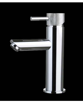 Sani DeLuxe Wastafelmengkraan opbouw Mia Chroom met geribbeld knop