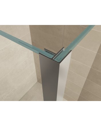 Comfort zijwand met hoekprofiel 400 x 2000 x 10 mm nano helder glas/chroom