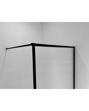 Square inloopdouche 900x2000 8mm nano geribbeld helder glas/mat zwart