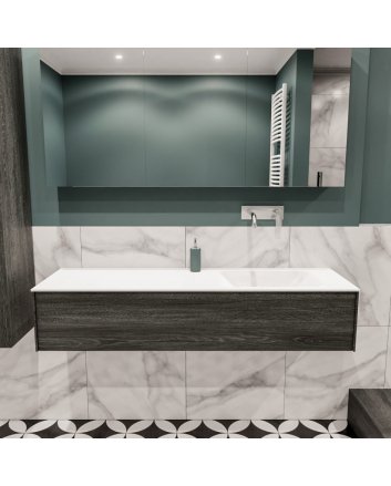 Mondiaz Lush 150 badmeubel antracite 1 lade wastafel rechts geen kraangat