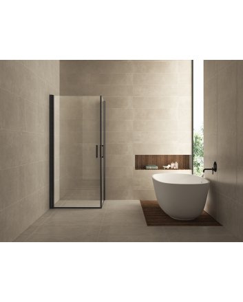 Wiesbaden Uni douchecabine met 2 draaideuren 90x90 cm mat zwart met helder glas 8mm NANO
