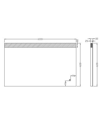 Single spiegel rechthoek met LED, dimbaar en spiegelverwarming 100 x 60 cm
