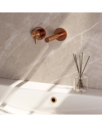 BRAUER Copper Edition inbouw wastafelmengkraan met rechte uitloop en rozetten model B2 koper geborsteld PVD