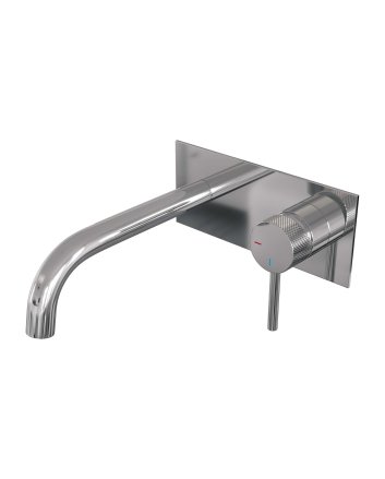 BRAUER Chrome Carving inbouw wastafelmengkraan met gebogen uitloop en afdekplaat model A1 chroom