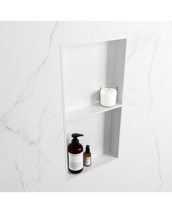 Mondiaz Easy Nis 59,5x29,5cm in solid surface kleur Talc | Talc. 2 vakken geschikt voor in- of opbouw