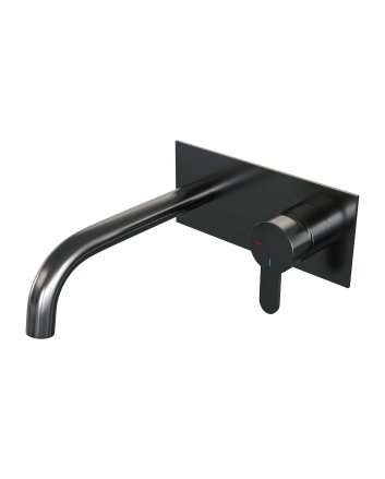BRAUER Gunmetal Edition inbouw wastafelmengkraan met gebogen uitloop en afdekplaat model D1 gunmetal geborsteld PVD
