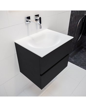 Mondiaz Vica 60cm badmeubel urban 2 lades wastafel Moon midden zonder kraangat