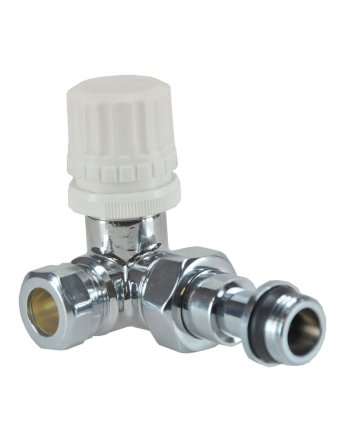 Luxe thermostatisch ventiel 1/2" x 15 mm (M22) knel, haaks rechts, chroom