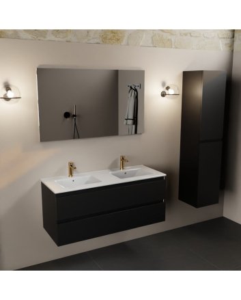 Mondiaz Aivy 120cm badmeubel Urban, wastafel glanzend wit keramiek dubbel 2 kraangaten