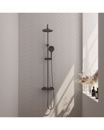 BRAUER Gunmetal Edition opbouw thermostatische regendouche SET 02 met 20 cm douchekop en 3-standen handdouche en doucheslang gunmetal geborsteld PVD