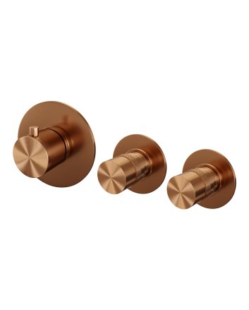 BRAUER Copper Edition inbouwthermostaat en 2 stopkranen met in- en afbouwdelen koper geborsteld PVD