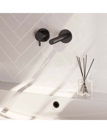 BRAUER Black Edition inbouw wastafelmengkraan met rechte uitloop en rozetten model B2 mat zwart