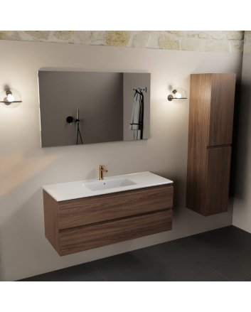 Mondiaz Aivy 120cm badmeubel Mocha, wastafel glanzend wit keramiek midden 1 kraangat
