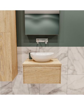 Mondiaz Lush 60 badmeubel washed oak 1 lades Barco midden geen kraangat