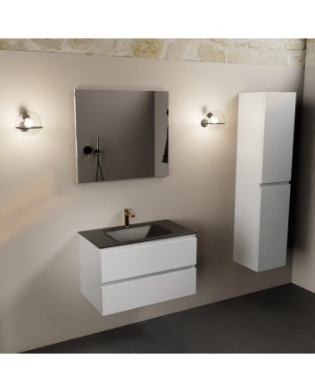 Mondiaz Aivy 80cm badmeubel Talc, wastafel Urban solid surface midden 1 kraangat