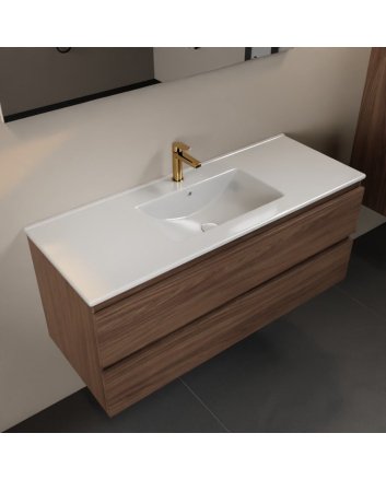 Mondiaz Aivy 120cm badmeubel Mocha, wastafel glanzend wit keramiek midden 1 kraangat