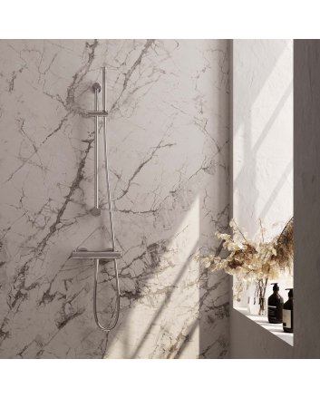 BRAUER Chrome Edition opbouw douche thermostaatkraan SET 01 met glijstang en staaf handdouche en doucheslang chroom