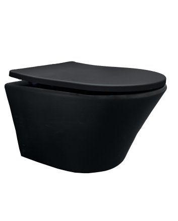 Vesta Junior wandcloset rimless verkort Shade slim toiletzitting softclose en quick release mat zwart