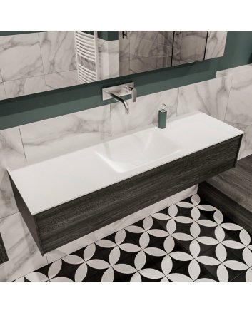 Mondiaz Lush 150 badmeubel antracite 1 lade wastafel midden geen kraangat