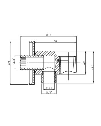 Wandaansluitbocht met handdouchehouder rond 1/2" geborsteld messing
