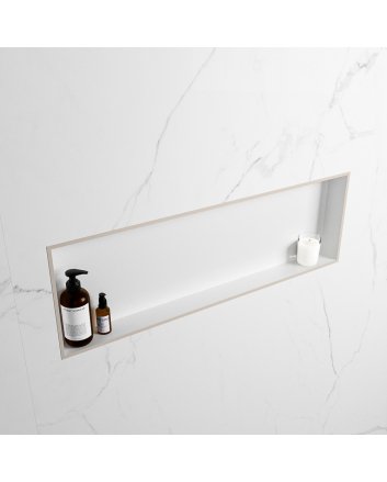 Mondiaz Easy Nis 89,5x29,5cm in solid surface kleur Linen | Talc. 1 vak  geschikt voor in- of opbouw