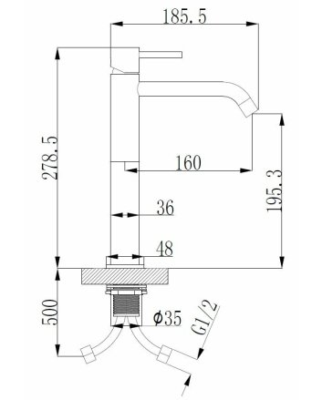 Style XL hoge wastafelmengkraan geborsteld staal