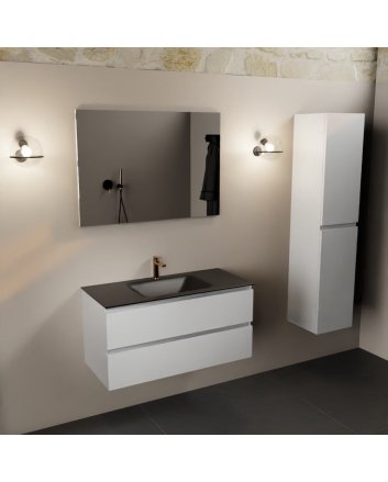Mondiaz Aivy 100cm badmeubel Talc, wastafel Urban solid surface midden 1 kraangat