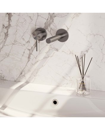 BRAUER Brushed Edition inbouw wastafelmengkraan met rechte uitloop en rozetten model A2 RVS geborsteld PVD