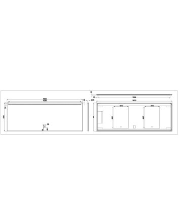 Ambi one spiegel rechthoek met LED, dimbaar en spiegelverwarming 160 x 60 cm