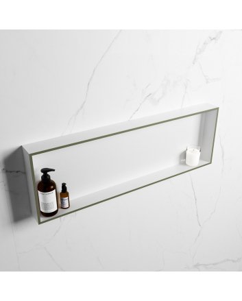 Mondiaz Easy Nis 89,5x29,5cm in solid surface kleur Army | Talc. 1 vak  geschikt voor in- of opbouw
