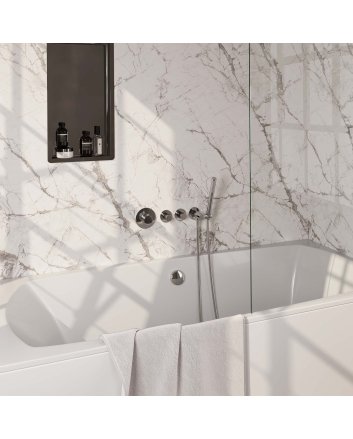BRAUER Chrome Carving thermostatische inbouw badkraan SET 01 met badvulcombinatie en staaf handdouche en doucheslang en wandaansluitbocht chroom
