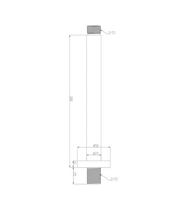Caral douchearm met plafondbevestiging 20 cm geborsteld staal