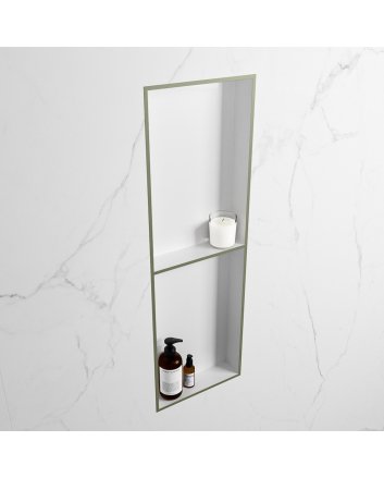 Mondiaz Easy Nis 149,5x29,5cm in solid surface kleur Army | Talc. 2 vakken geschikt voor in- of opbouw