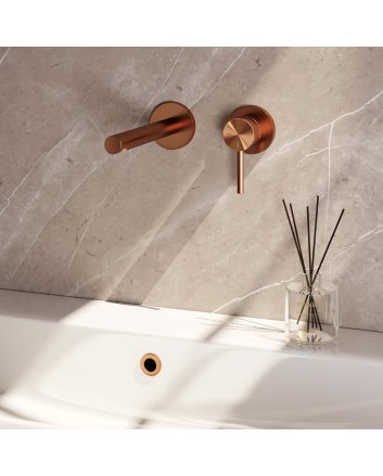 BRAUER Copper Edition inbouw wastafelmengkraan met rechte uitloop en rozetten model A1 koper geborsteld PVD
