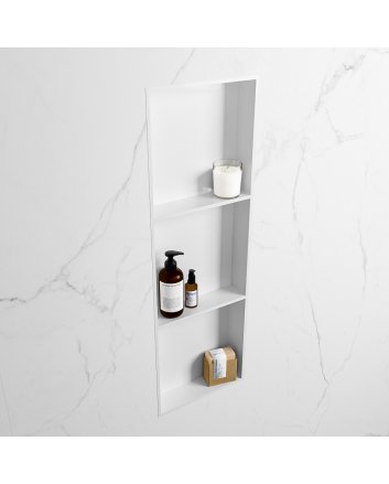 Mondiaz Easy Nis 89,5x29,5cm in solid surface kleur Talc | Talc. 3 vakken  geschikt voor in- of opbouw