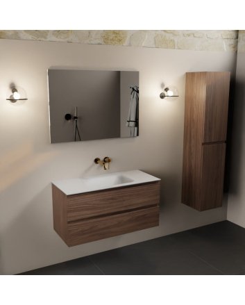 Mondiaz Aivy 100cm badmeubel Mocha, wastafel Talc solid surface midden zonder kraangat