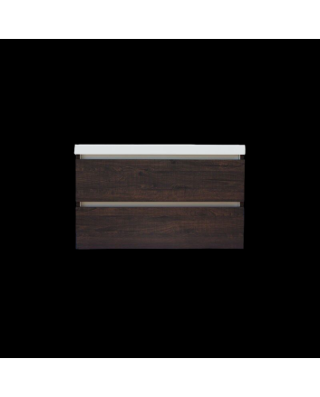 Sani DeLuxe Trendline basic onderkast met greeplijst aluminium 100 brown oak