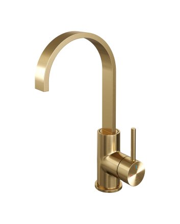 BRAUER Gold Edition hoge opbouw wastafelmengkraan met draaibare platte uitloop model A goud geborsteld PVD