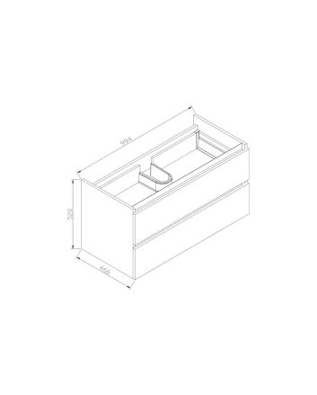 Sani DeLuxe Trendline basic onderkast met greeplijst Mat Zwart 100 tabak oak