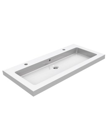 Wiesbaden Kera wastafel enkel met 2 kraangaten 100x46x5 cm keramiek glans wit